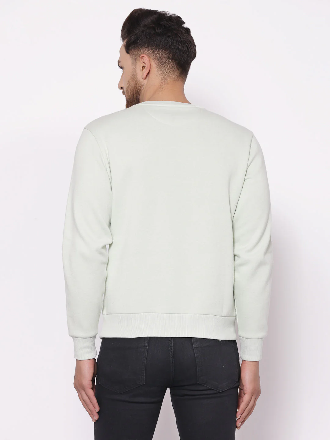 Men's Solid Mint Green Sweatshirt - Image 3