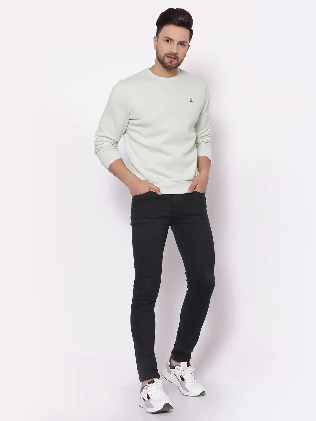 Men's Solid Mint Green Sweatshirt - Image 4