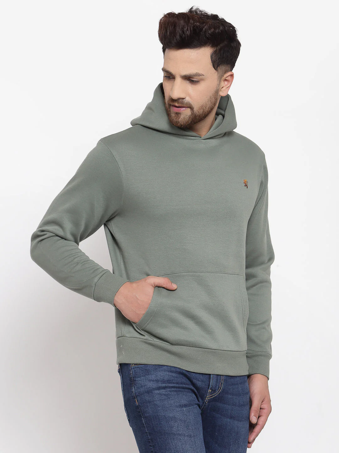 Men's Solid Olive Hoodie - Image 3