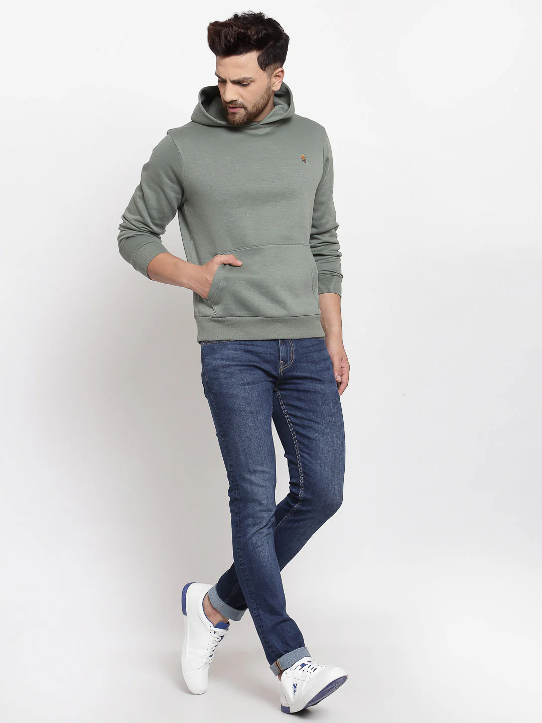 Men's Solid Olive Hoodie - Image 5