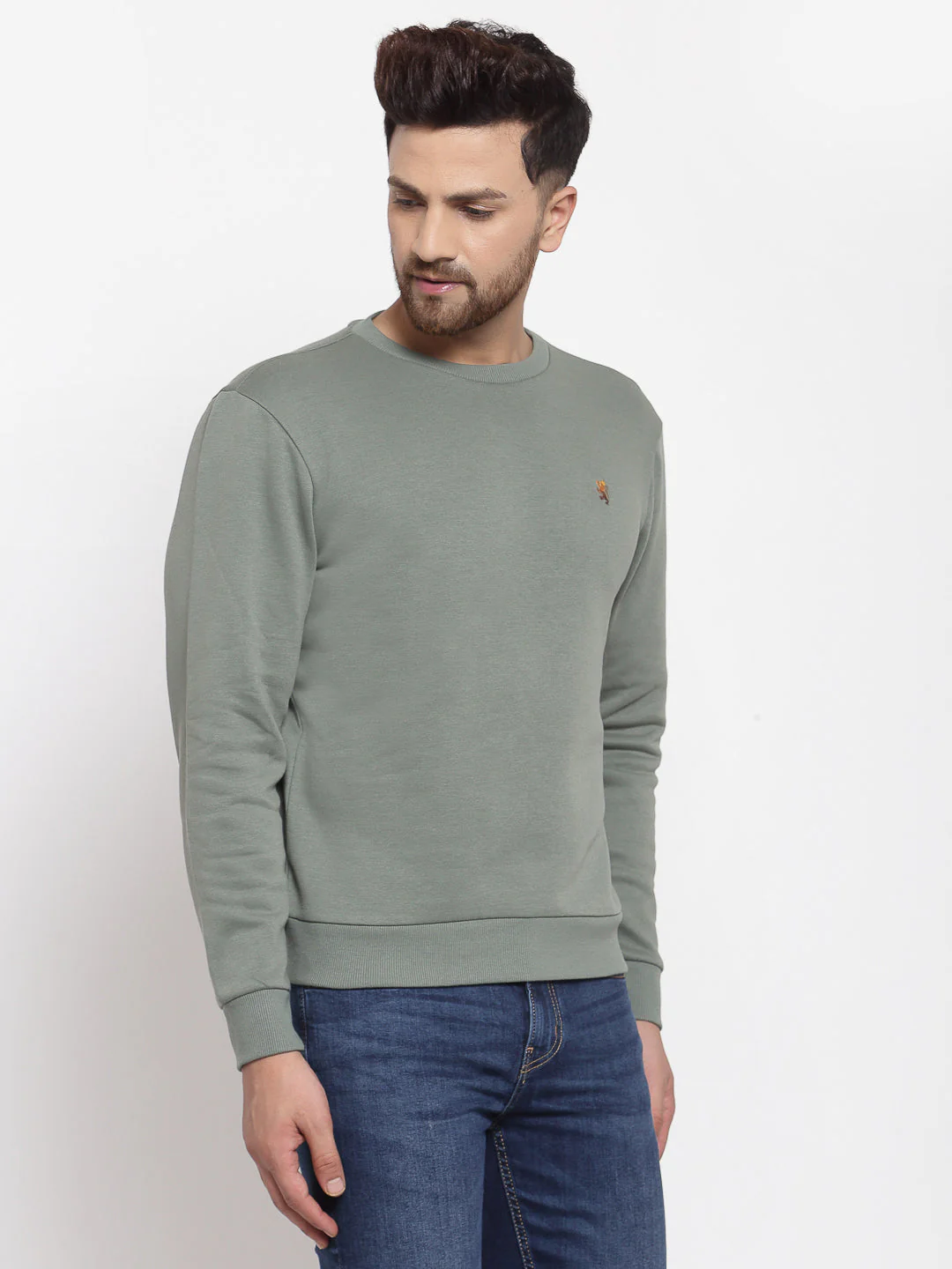 Men's Solid Olive Sweatshirt - Image 2
