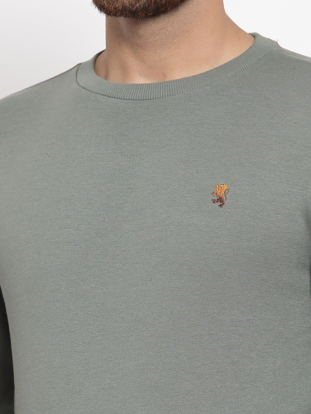 Men's Solid Olive Sweatshirt - Image 5
