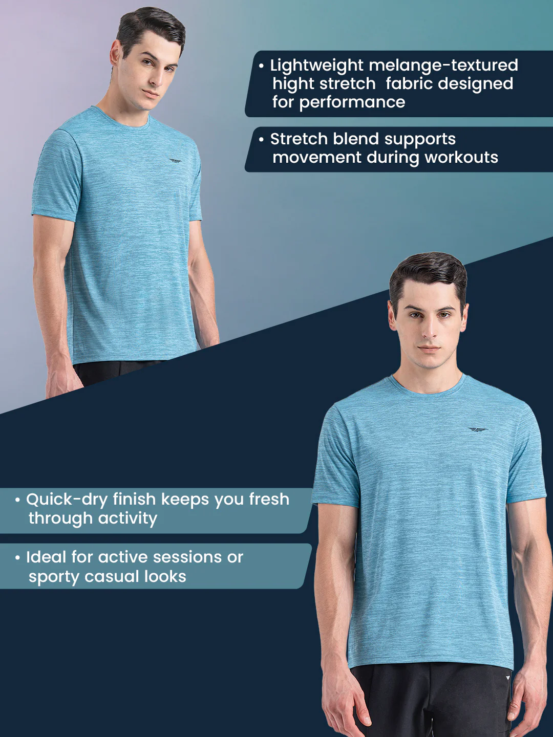 Men's Solid Round Neck Activewear T-Shirt - Image 2