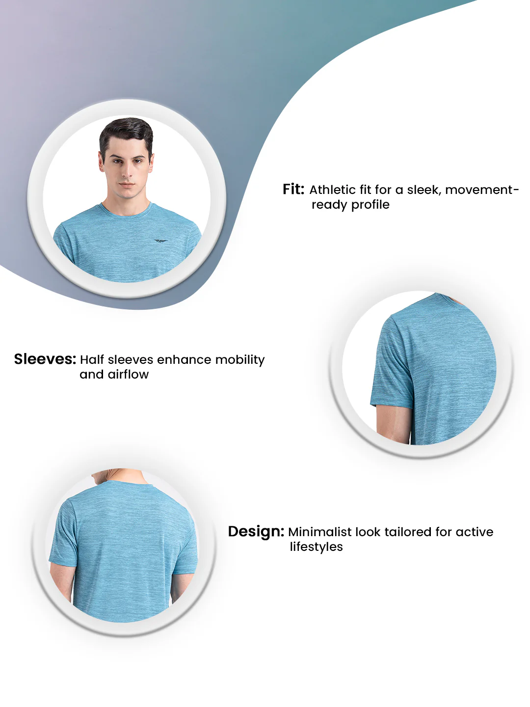 Men's Solid Round Neck Activewear T-Shirt - Image 3