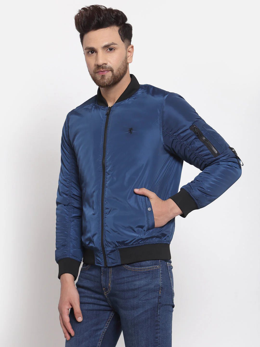 Men's Solid Teal Jacket - Image 2