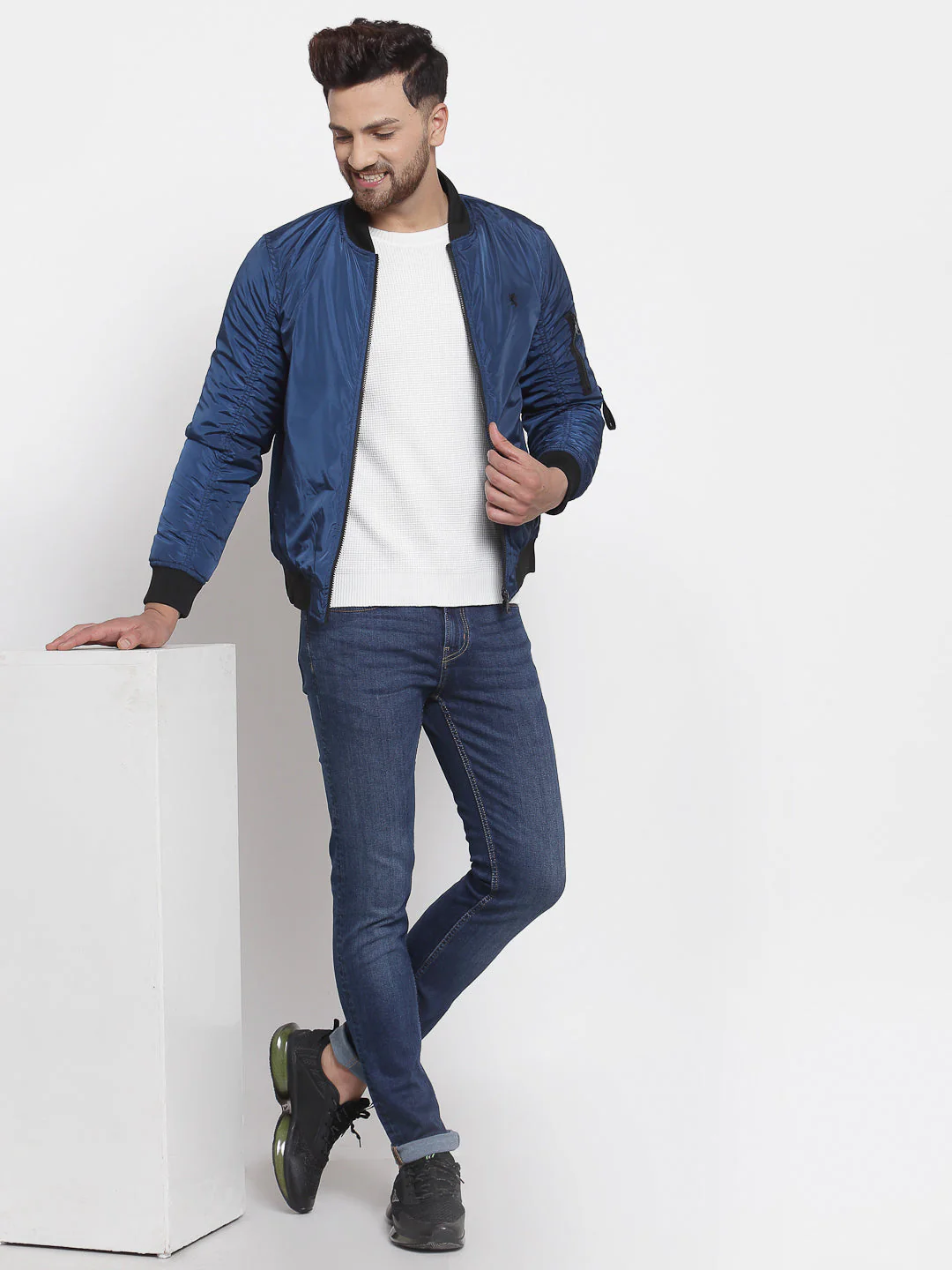 Men's Solid Teal Jacket - Image 4