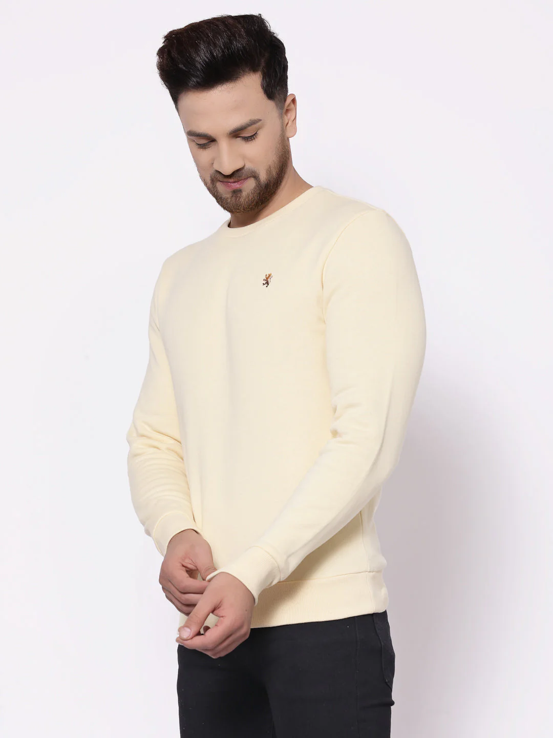 Men's Solid Yellow Sweatshirt - Image 2
