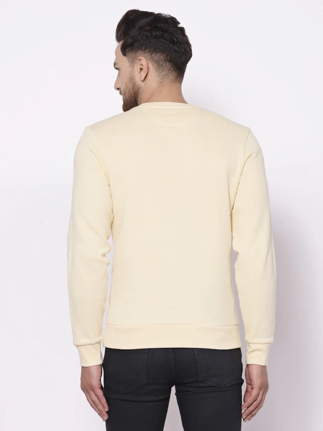 Men's Solid Yellow Sweatshirt - Image 3