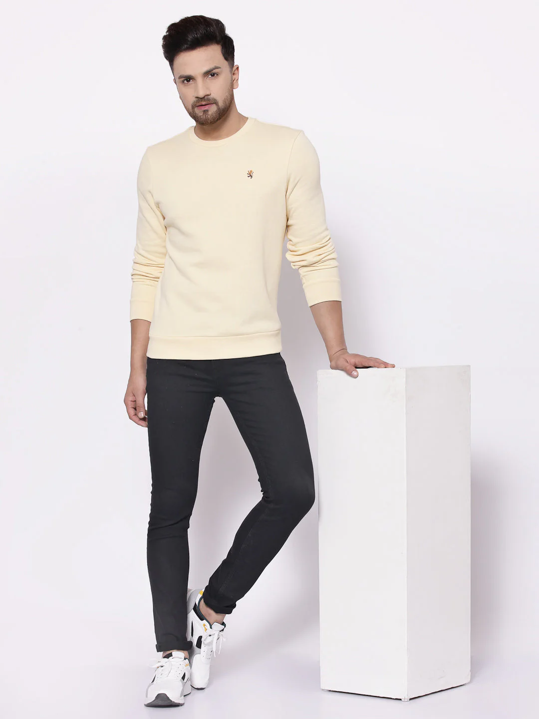 Men's Solid Yellow Sweatshirt - Image 4