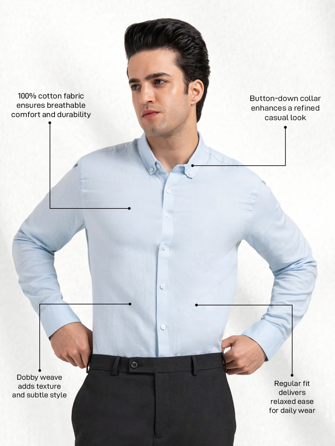 Menâ€™s Solid Cotton Shirt for Everyday Casual Comfort - Image 3