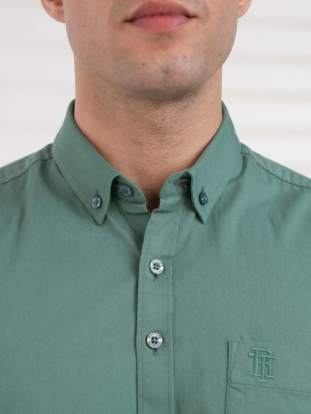 Men's Stone Green Twill Shirt | Casual Everyday Wear - Image 5