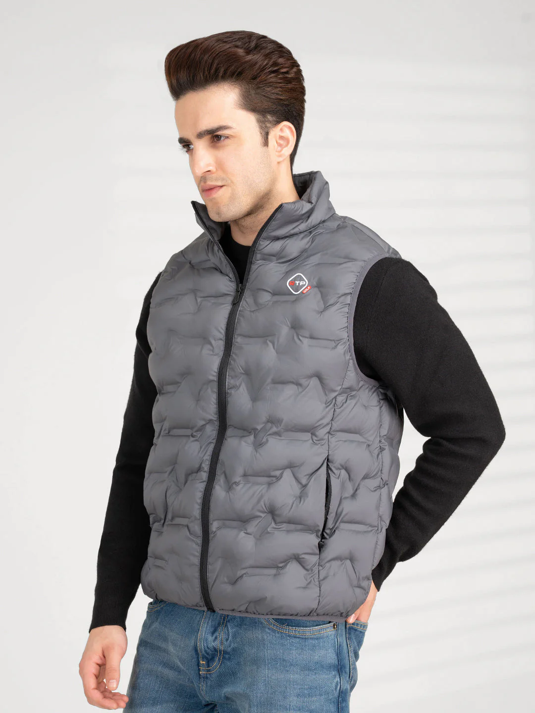 Men's Stone Grey Sleeveless Jacket | Winter Heatseal Jackets for Men - Image 2
