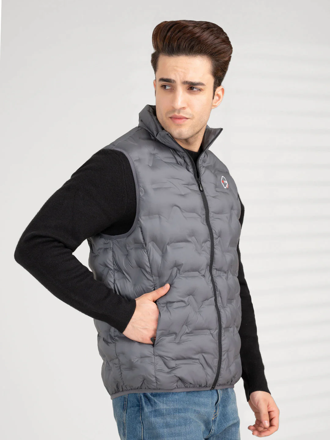 Men's Stone Grey Sleeveless Jacket | Winter Heatseal Jackets for Men - Image 6