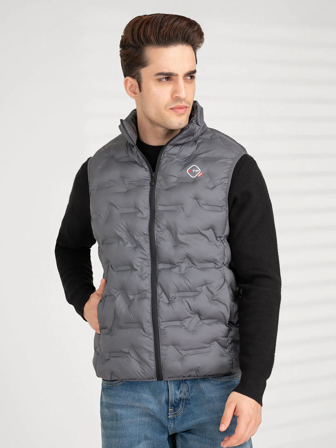 Men's Stone Grey Sleeveless Jacket | Winter Heatseal Jackets for Men - Image 7