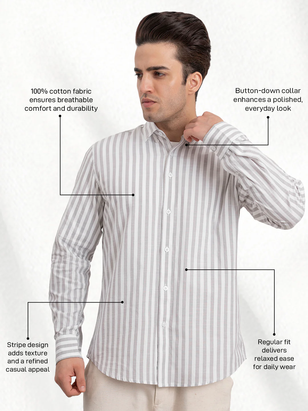 Menâ€™s Striped Cotton Shirt for Casual Everyday Style - Image 2