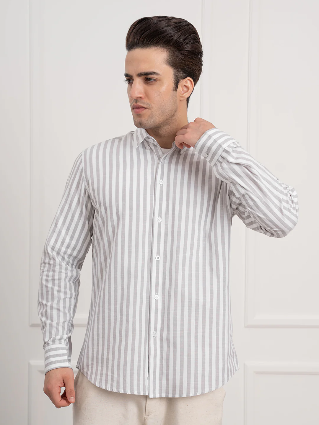 Menâ€™s Striped Cotton Shirt for Casual Everyday Style - Image 3