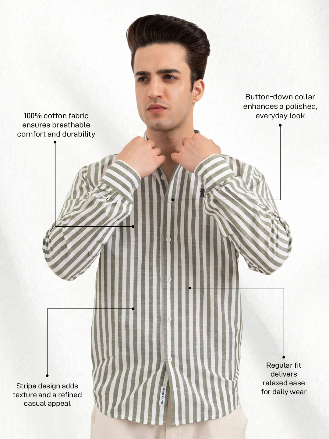 Menâ€™s Striped Cotton Shirt for Casual Everyday Style - Image 2