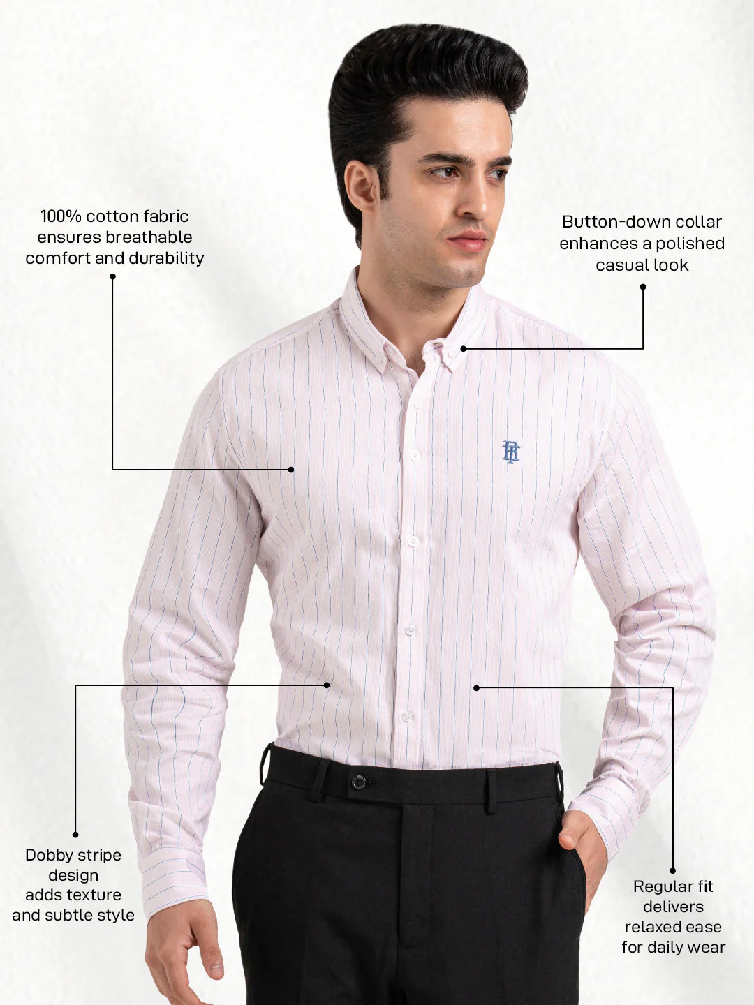 Menâ€™s Striped Cotton Shirt for Effortless Everyday Style - Image 3