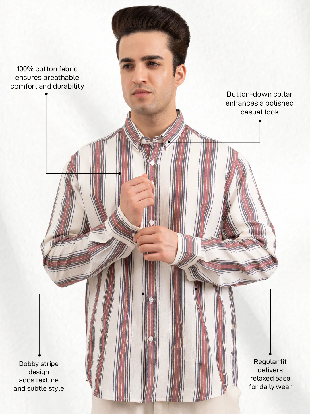 Menâ€™s Striped Cotton Shirt for Effortless Everyday Style - Image 2
