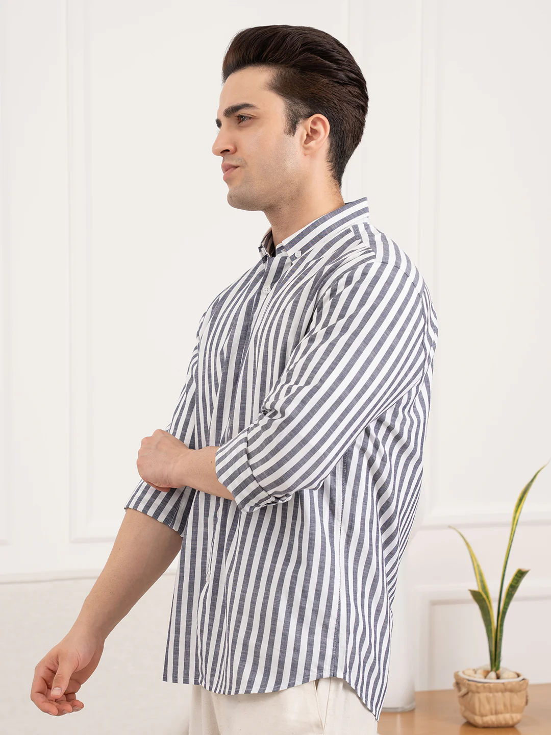 Menâ€™s Striped Cotton Shirt for Casual Everyday Style - Image 4