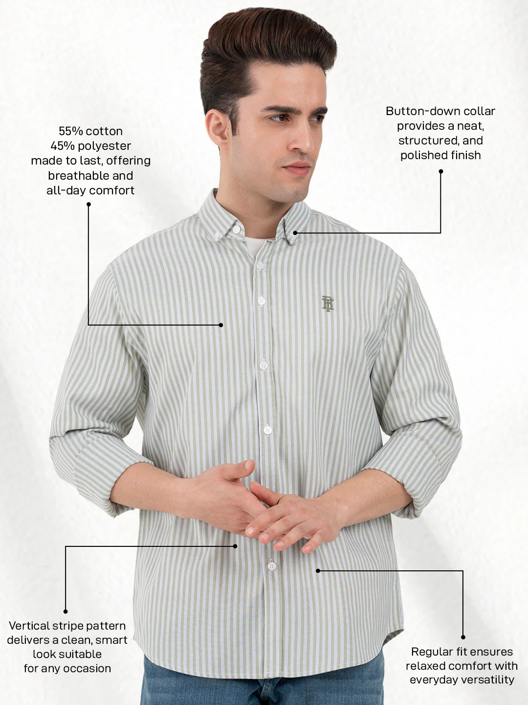 Men's Stripe Shirt | Everyday Smart Casual Look - Image 2