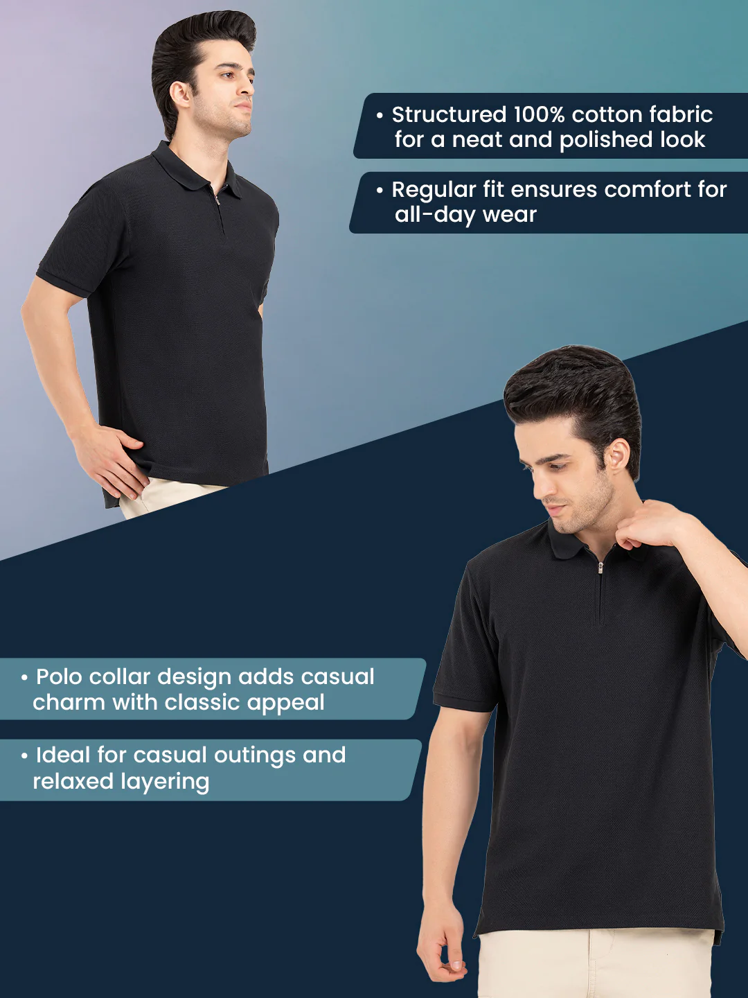 Menâ€™s Structured Cotton Polo T-Shirt - Image 2
