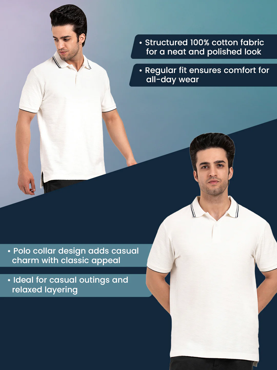 Menâ€™s Structured Cotton Polo T-Shirt - Image 2