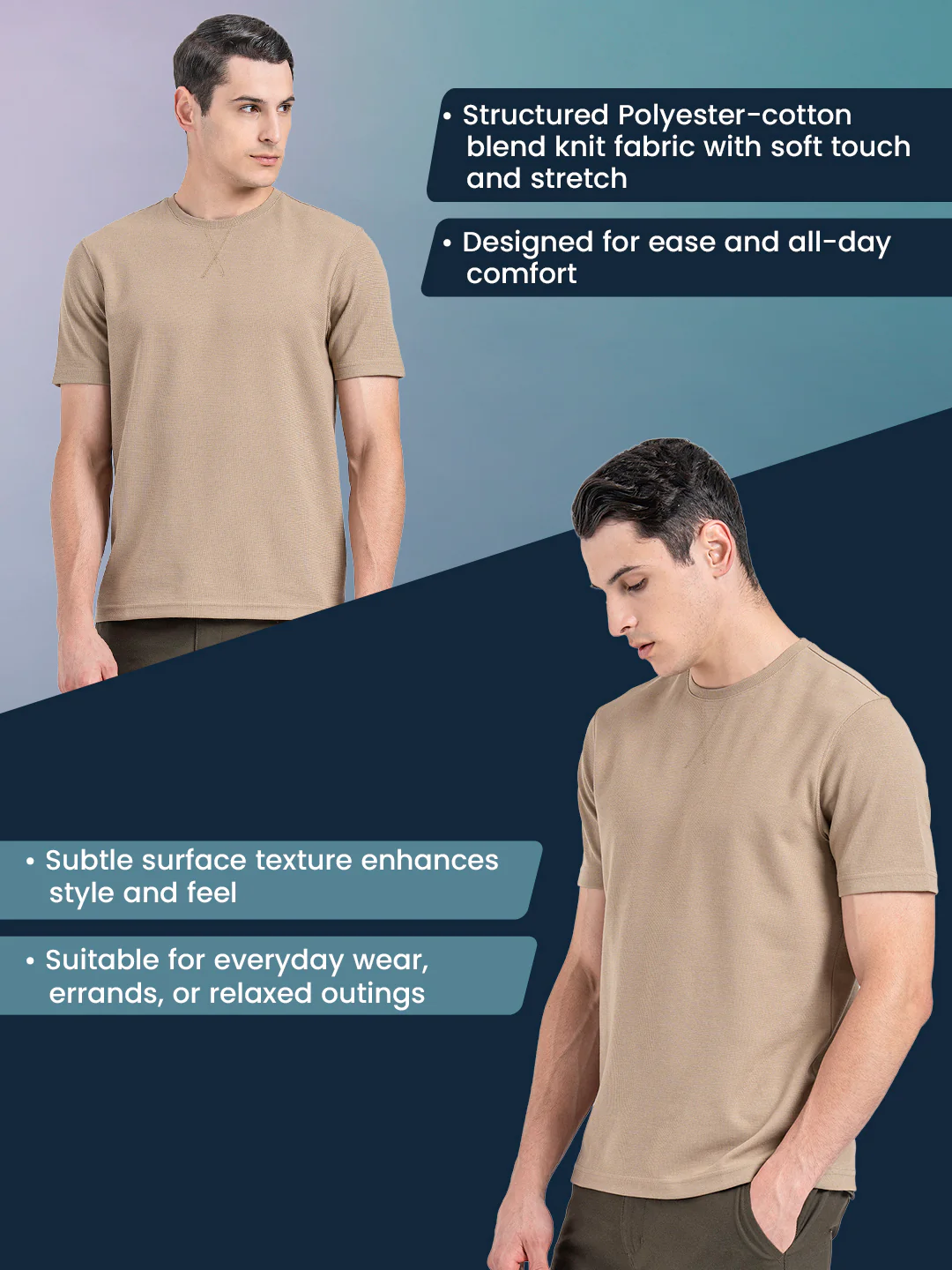 Men's Structured Round Neck T-Shirt - Image 2