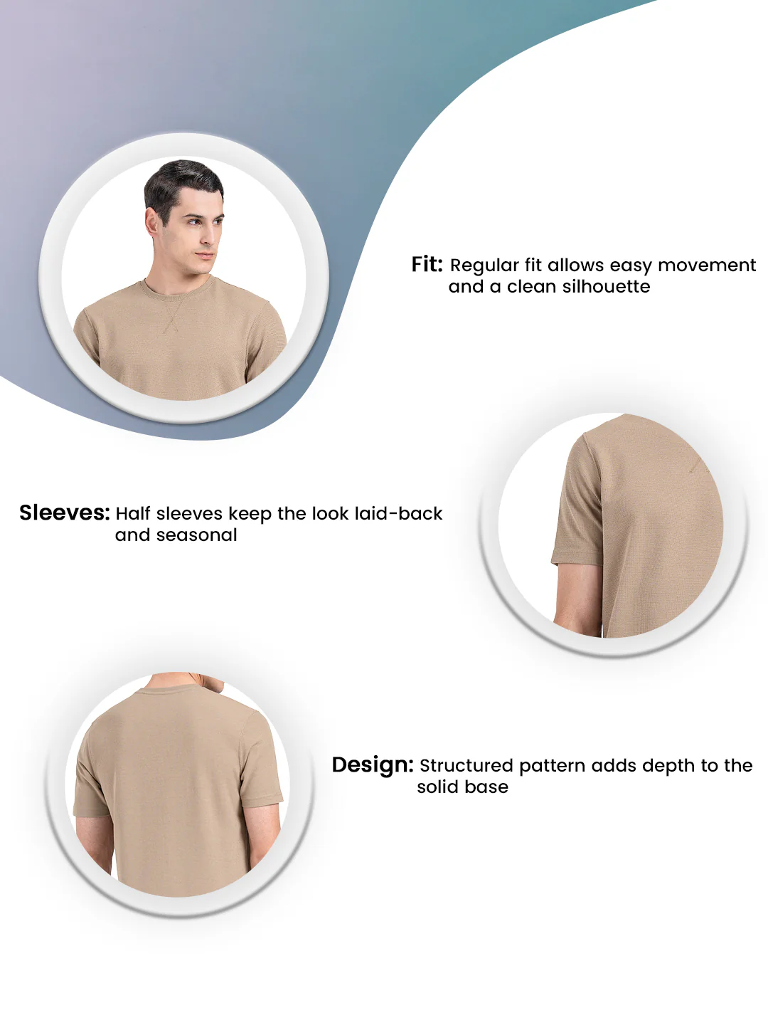 Men's Structured Round Neck T-Shirt - Image 3