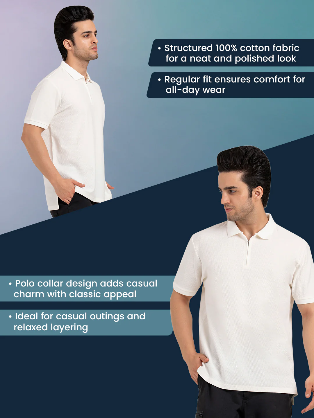 Menâ€™s Structured Cotton Polo T-Shirt - Image 2