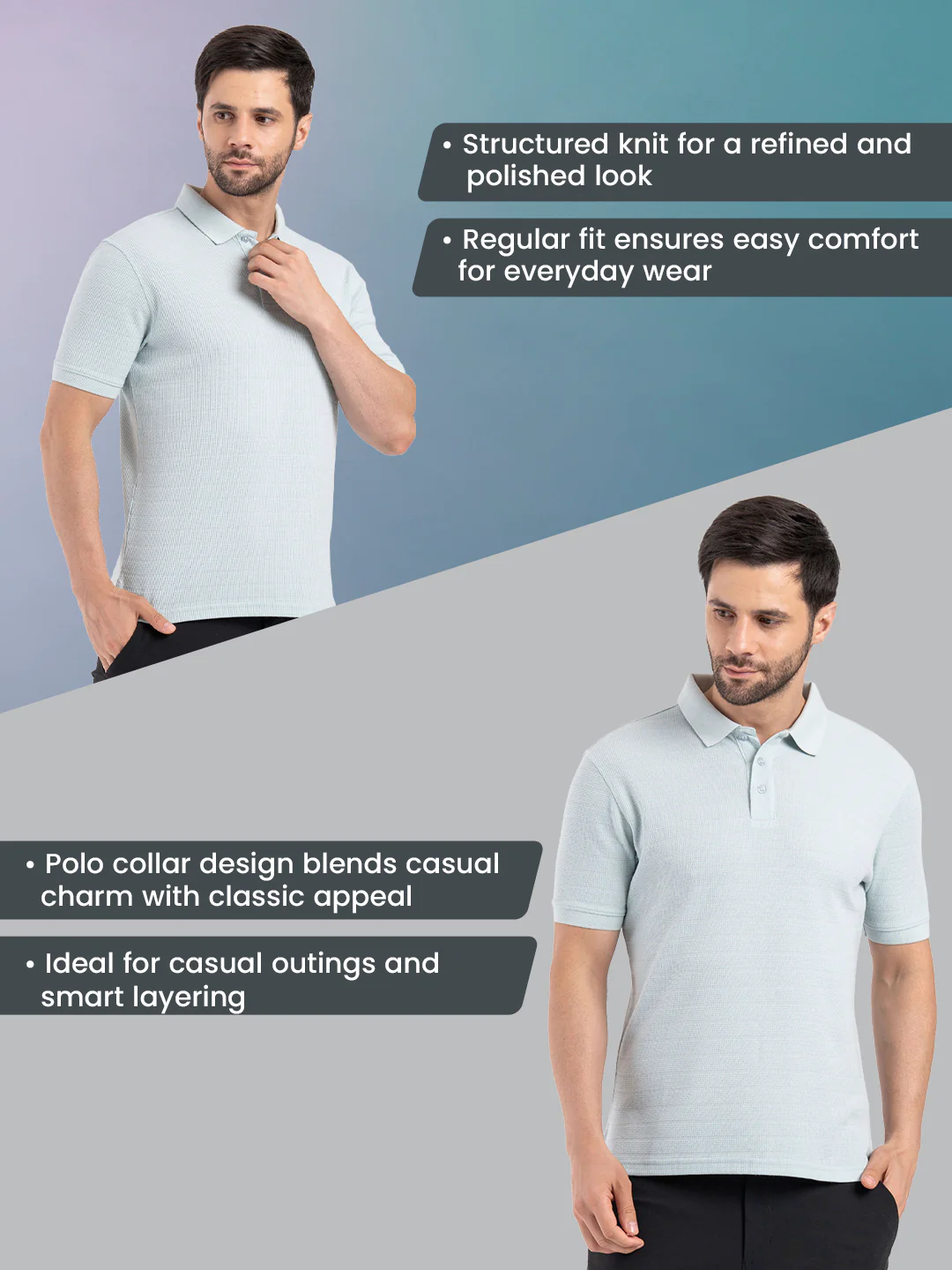 Mens Structured Polo T-Shirt - Image 2
