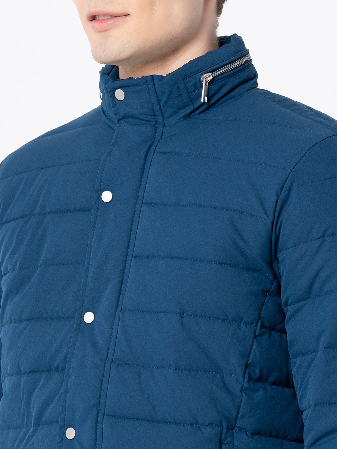 Men's Teal  Solid Jacket - Image 4