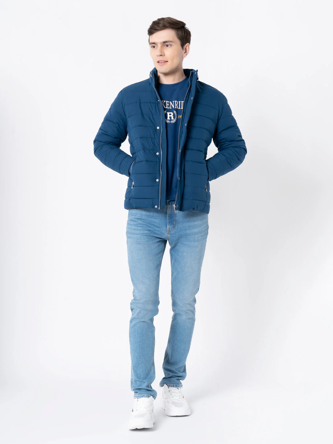 Men's Teal  Solid Jacket - Image 5