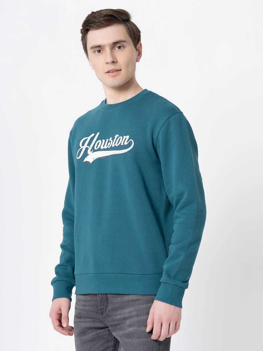 Men's Turquoise Graphic Print Sweatshirt - Image 2