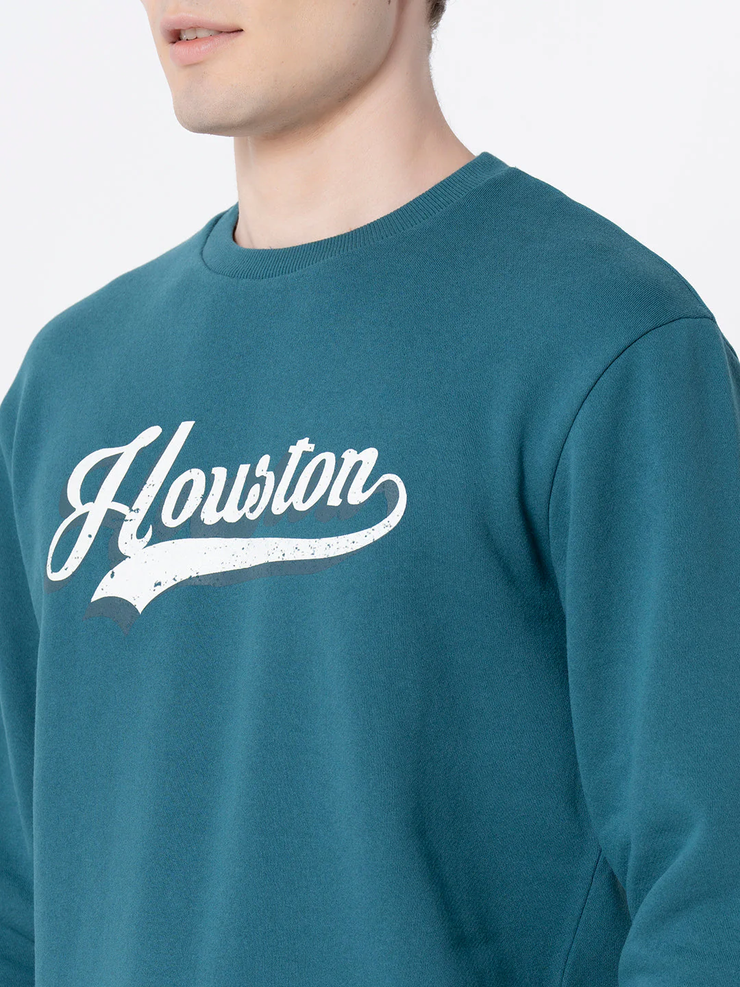 Men's Turquoise Graphic Print Sweatshirt - Image 4