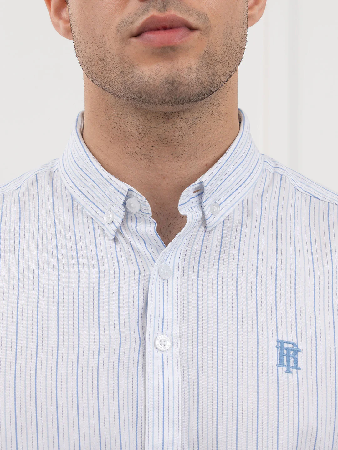Men's Twill Shirt | Blue Striped Casual Comfort Wear - Image 5
