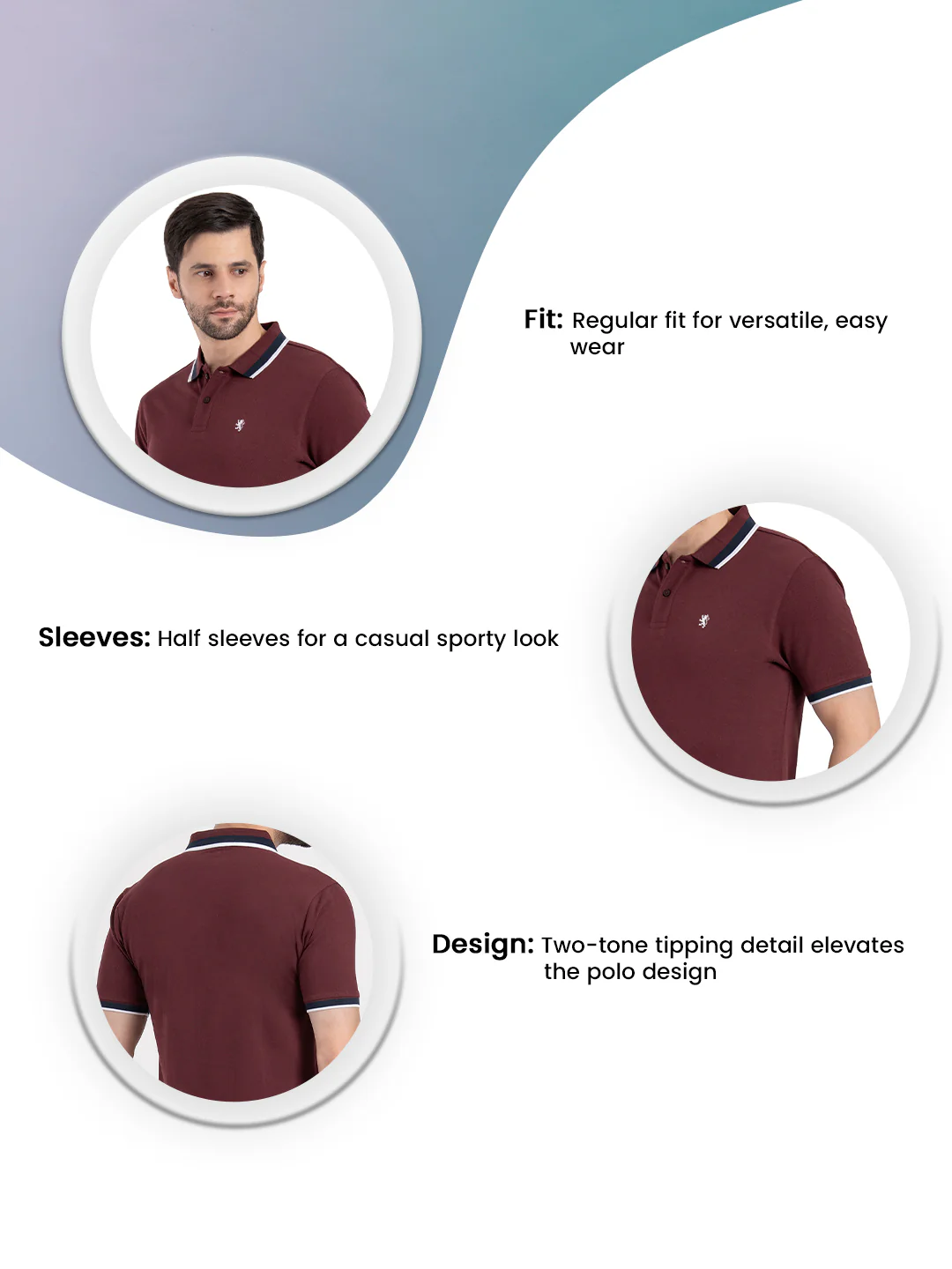 Mens Two Tone Tipping Polo T-Shirt - Image 3