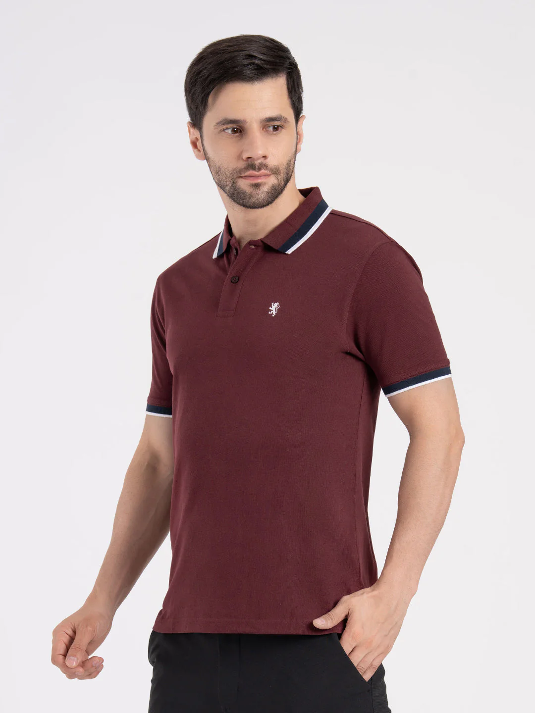 Mens Two Tone Tipping Polo T-Shirt - Image 4