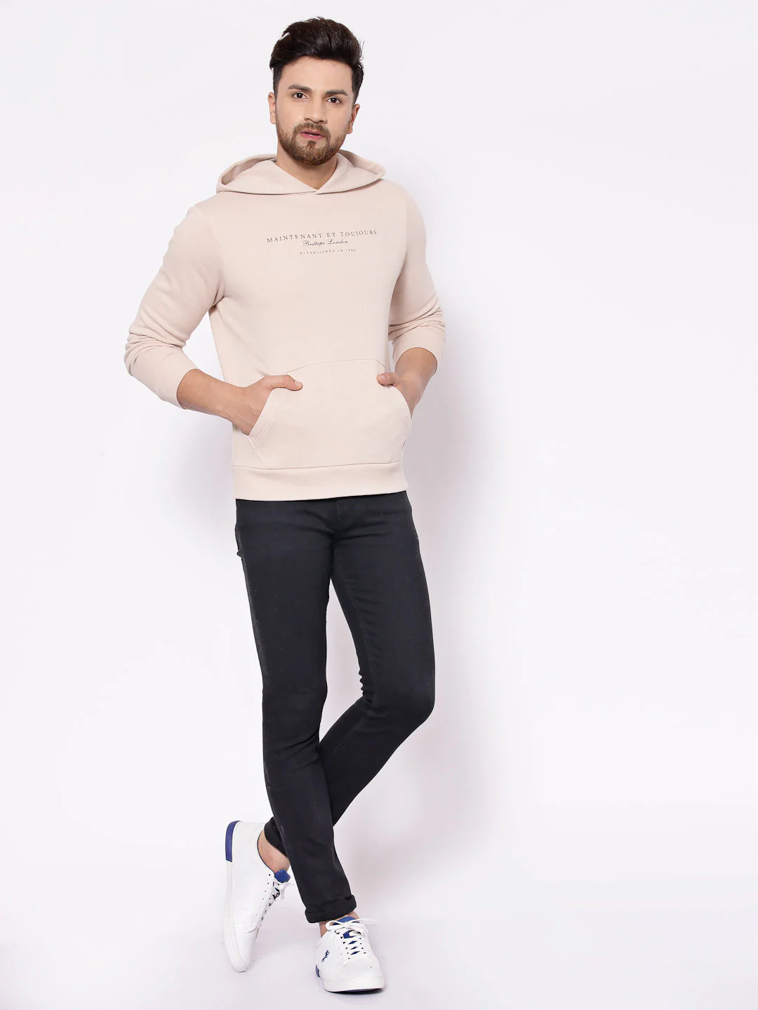 Men's Typographic Beige Hoodies - Image 4