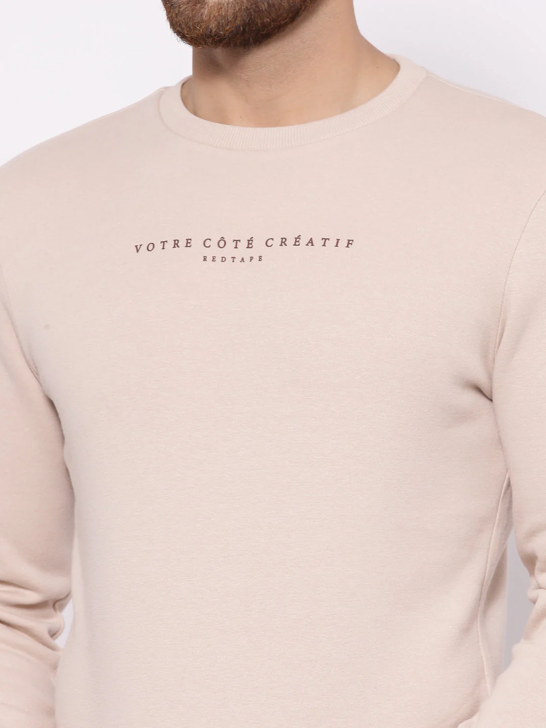 Men's Typographic Beige Sweatshirt - Image 5