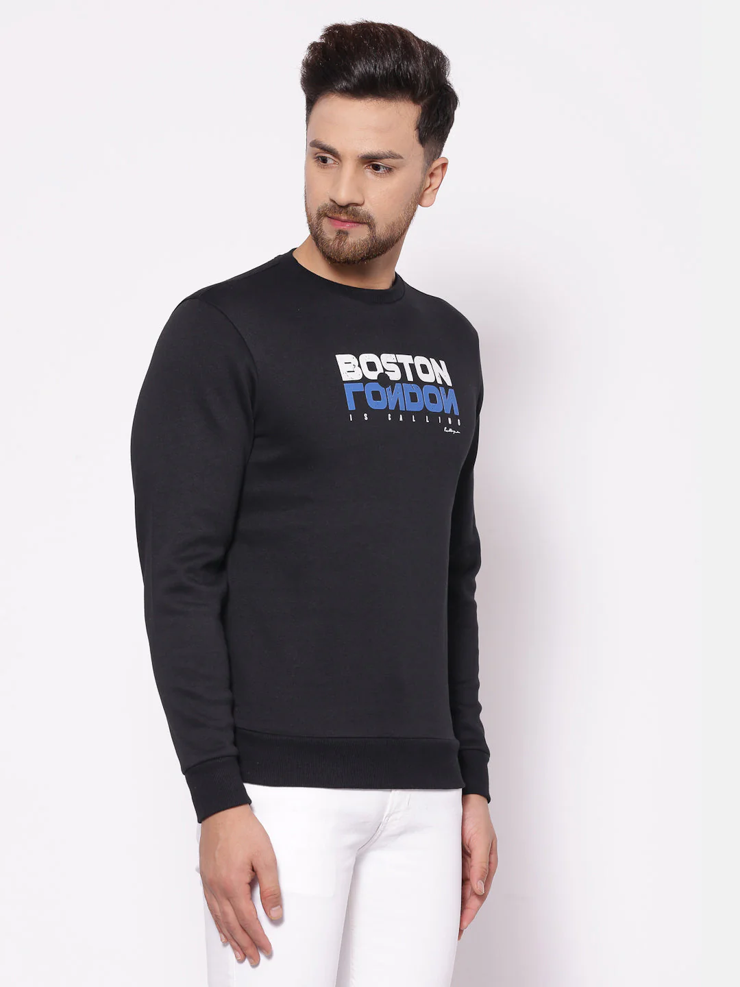 Men's Typographic Black Sweatshirt - Image 2