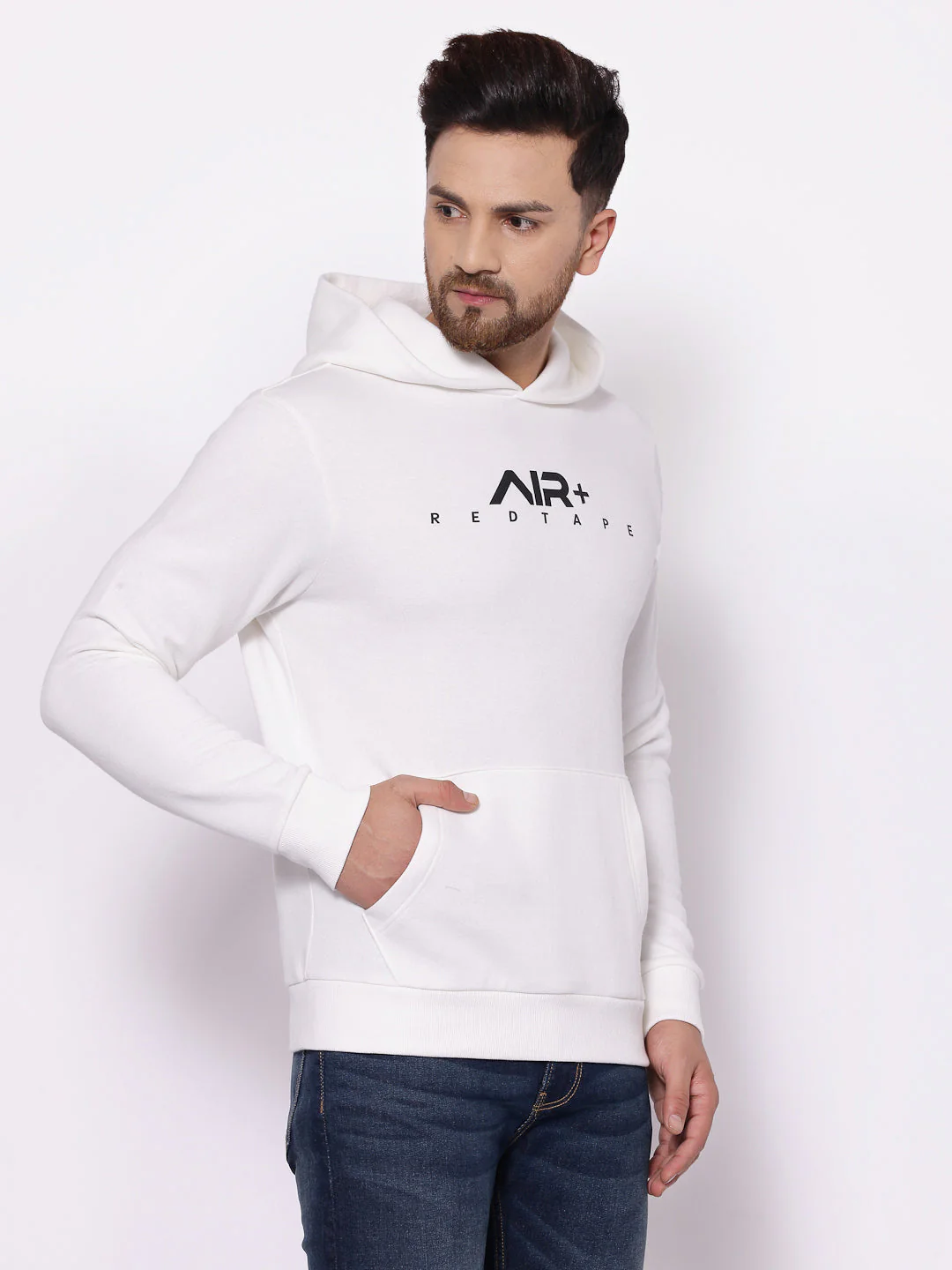 Men's Typographic Bright Off White Hoodies - Image 2