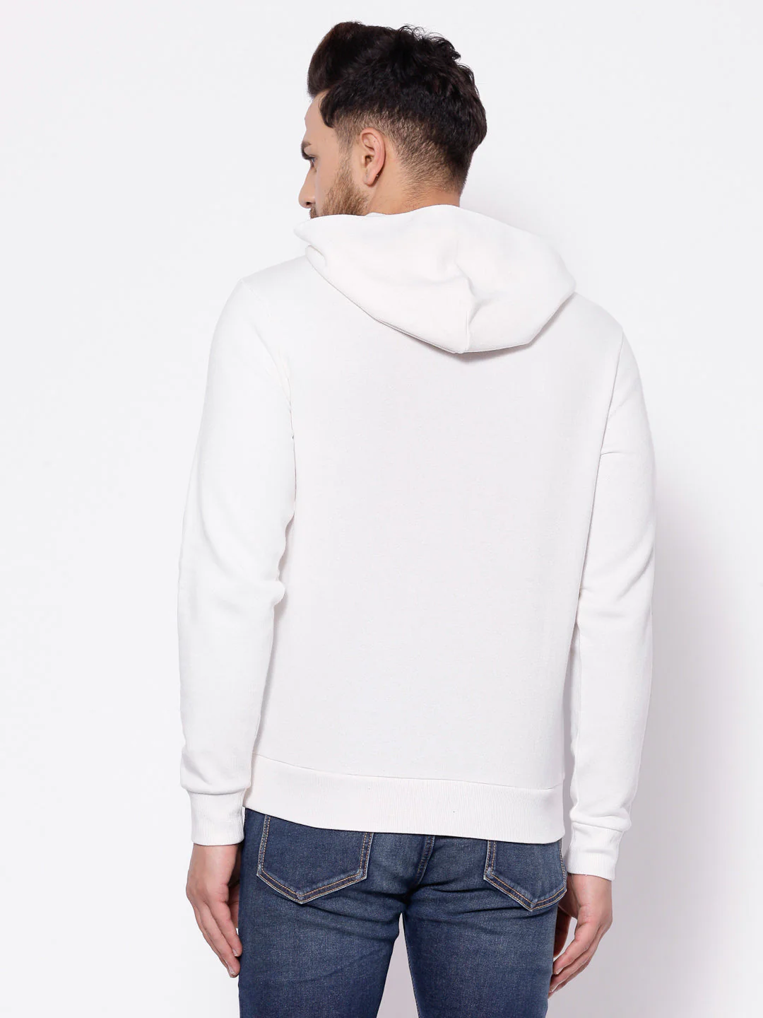Men's Typographic Bright Off White Hoodies - Image 3