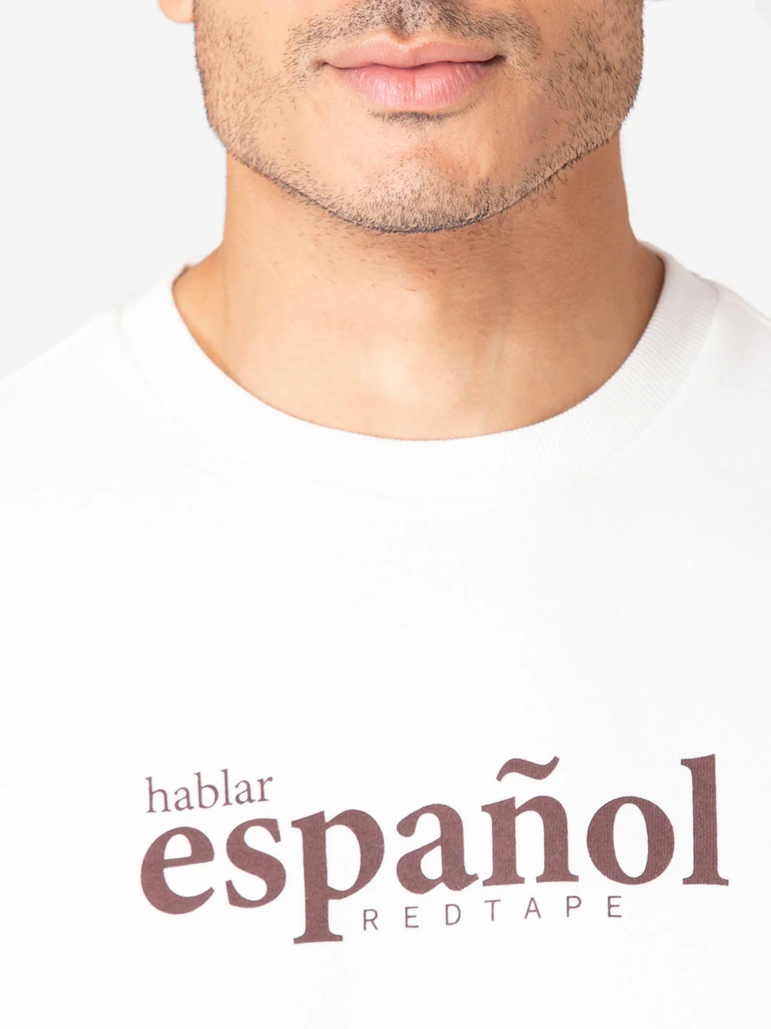 Men's Typographic Bright Off White Sweatshirt - Image 4