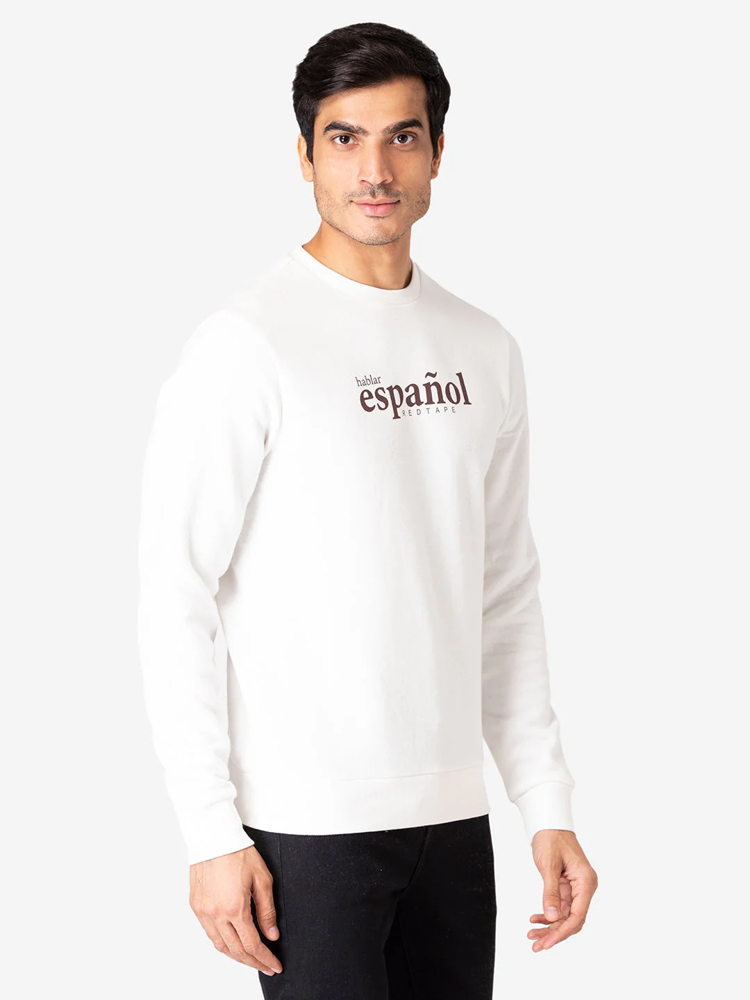 Men's Typographic Bright Off White Sweatshirt - Image 6
