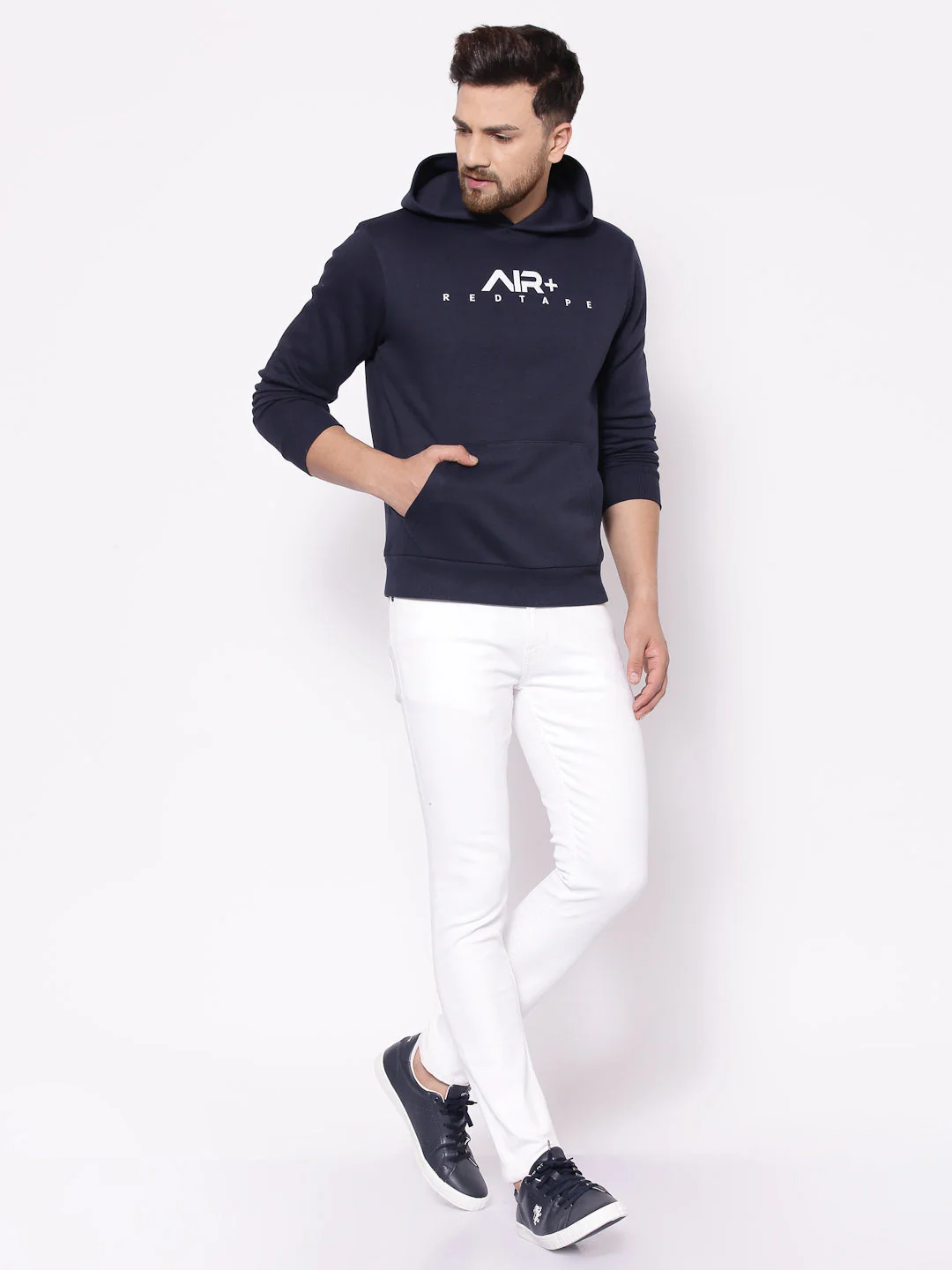 Men's Typographic Dark Navy Hoodies - Image 4