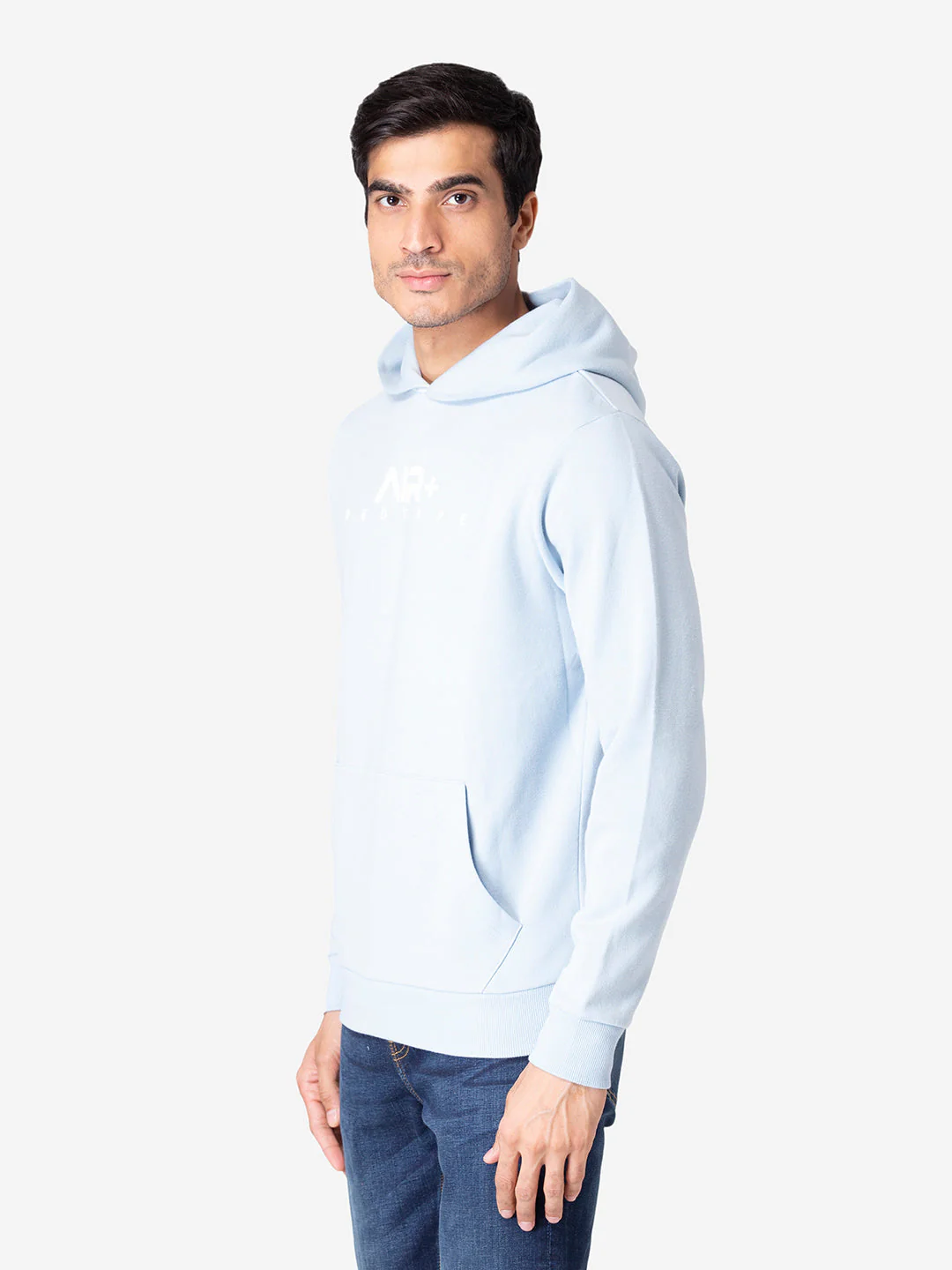 Men's Typographic Light Blue Hoodies - Image 2