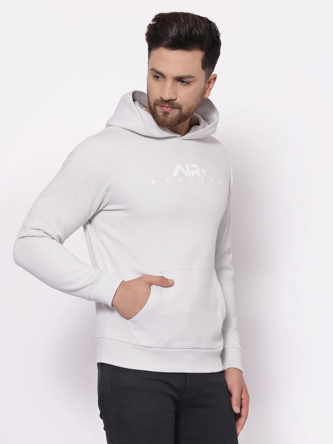 Men's Typographic Light Grey Hoodies - Image 2