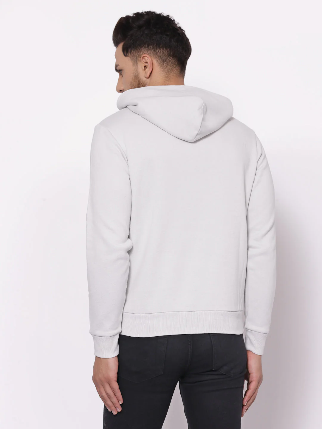 Men's Typographic Light Grey Hoodies - Image 3