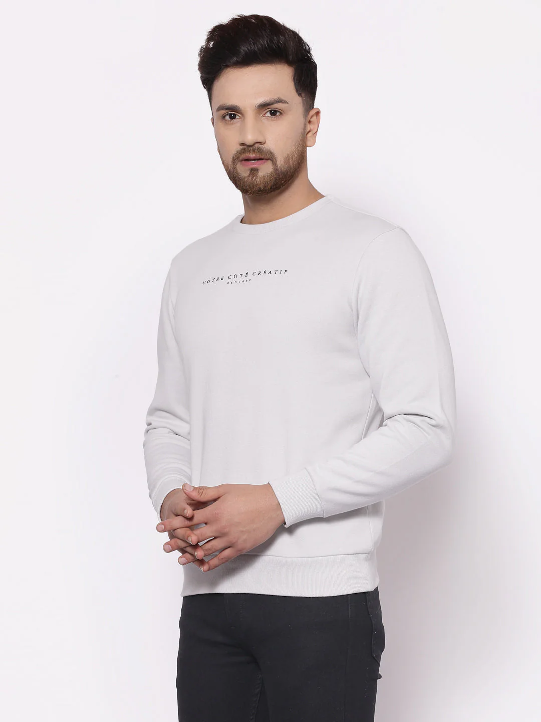 Men's Typographic Light Grey Sweatshirt - Image 2